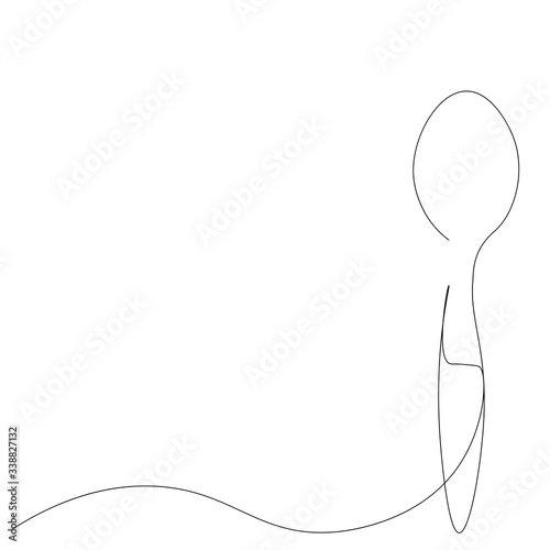 Spoon line draw. Restaurant background, vector illustration