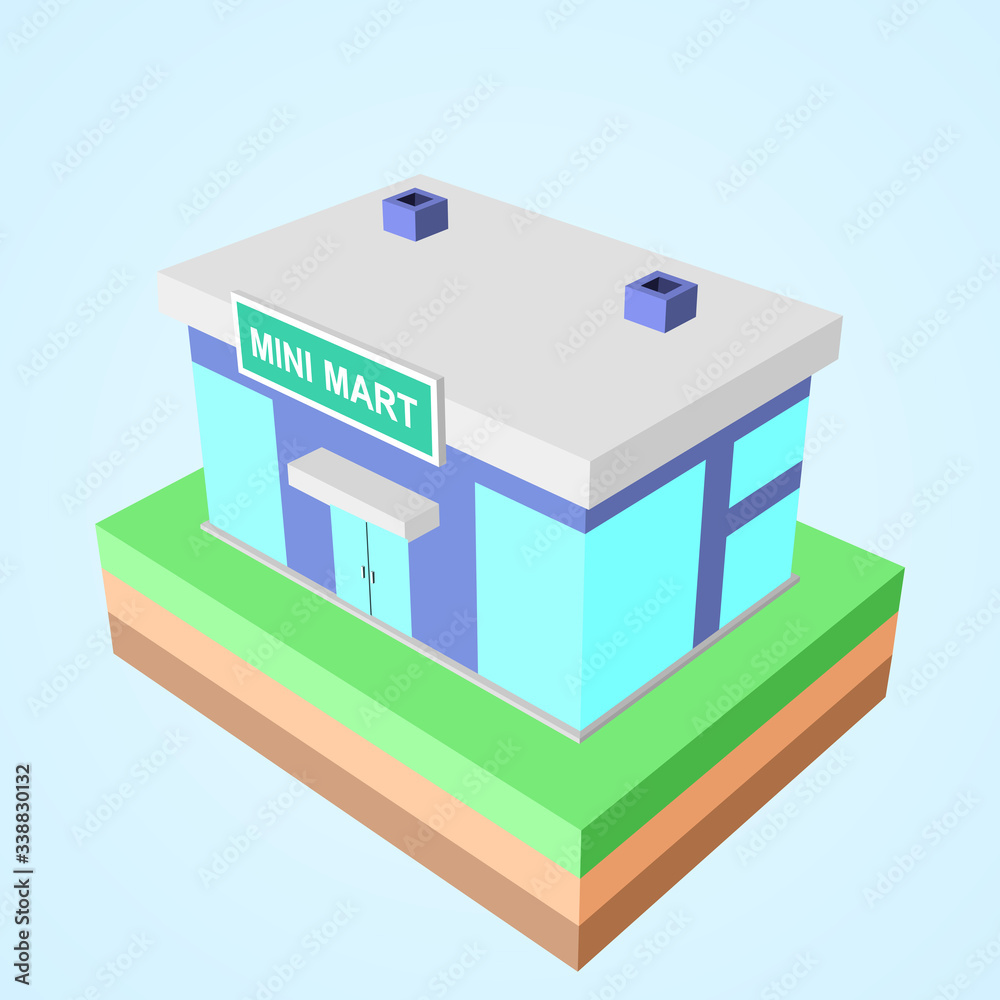 Model Isometric house 3D. style with the ground. Model Isometric house 3D. style with the ground.