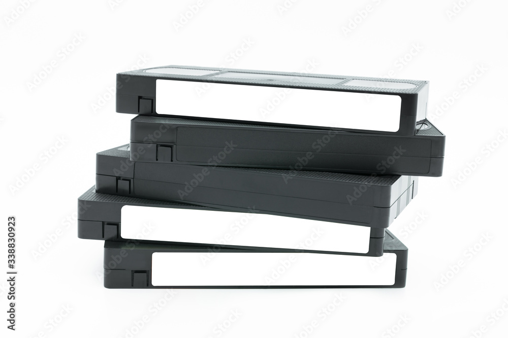 Stack of VHS video tape cassette isolated on white background. Stack of VHS video tape cassette isolated on white background.