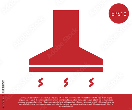 Red Kitchen extractor fan icon isolated on white background. Cooker hood. Kitchen exhaust. Household appliance.  Vector Illustration