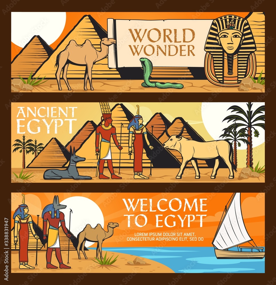 Ancient Egypt travel, wonders and famous landmarks. Cairo pharaoh ...