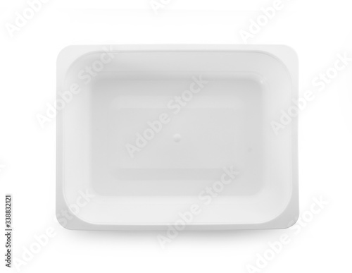 empty plastic bowl isolated on white background