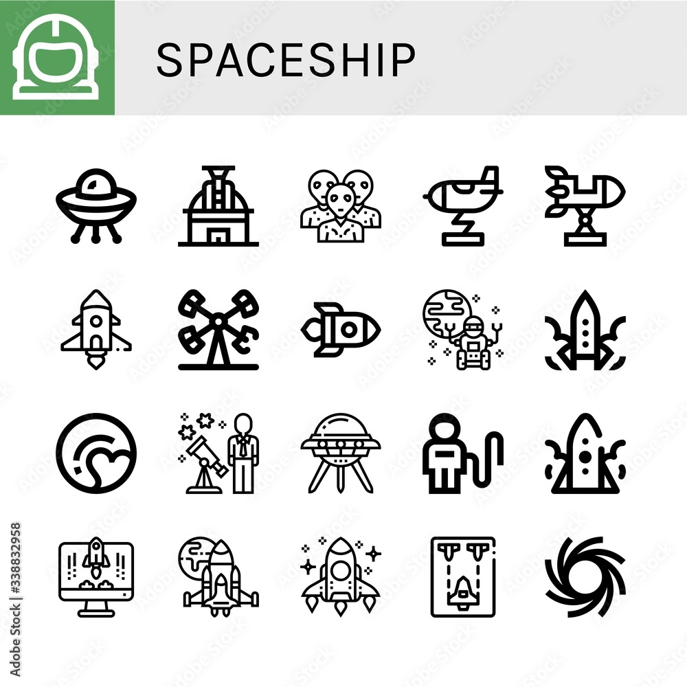 Set of spaceship icons