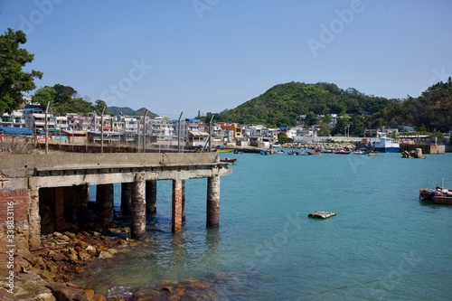 Lamma Island, Hong Kong - 12 April 2020 : Weekend travel capture, landscape of Yung Shue Wan ferry pier at the island north. © Sing