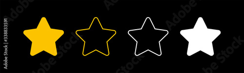 Stars icons. Stars in linear flat design. Star vector icon black and yellow color  isolated. Vector illustration