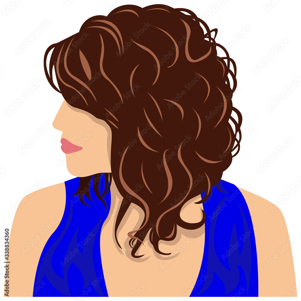 Vector illustration girl with short curly hair