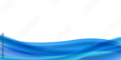 Horizontal vector abstract flyer or banner with place for text. Abstract background with blue water jets on a white background. Gradient mesh with transparency. Blank for advertising.