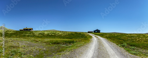 Blockhaus mit Wanderweg im Rondane Nationalpark, Norwegen