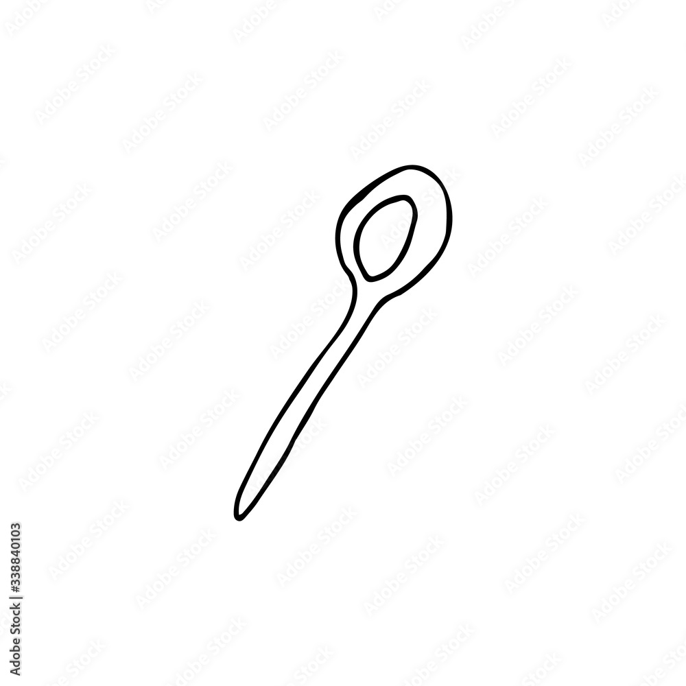 Doodle of hand drawn spoons. Black-white vector illustration for web, booklets, textiles. Doodle of hand drawn spoons. Black-white vector illustration for web, booklets, textiles.