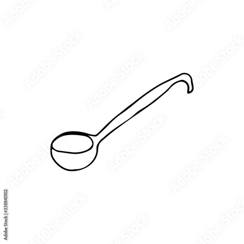 Ladle hand-drawn doodle. Vector background for web, banners, textiles.