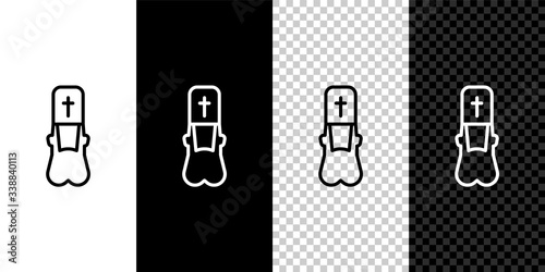 Set line Priest icon isolated on black and white background.  Vector Illustration