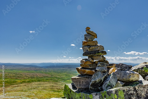 Steinpyramiden am Gipfel des Muen im Rondane Nationalpark, Norwegen