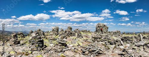 Steinpyramiden am Gipfel des Muen im Rondane Nationalpark, Norwegen