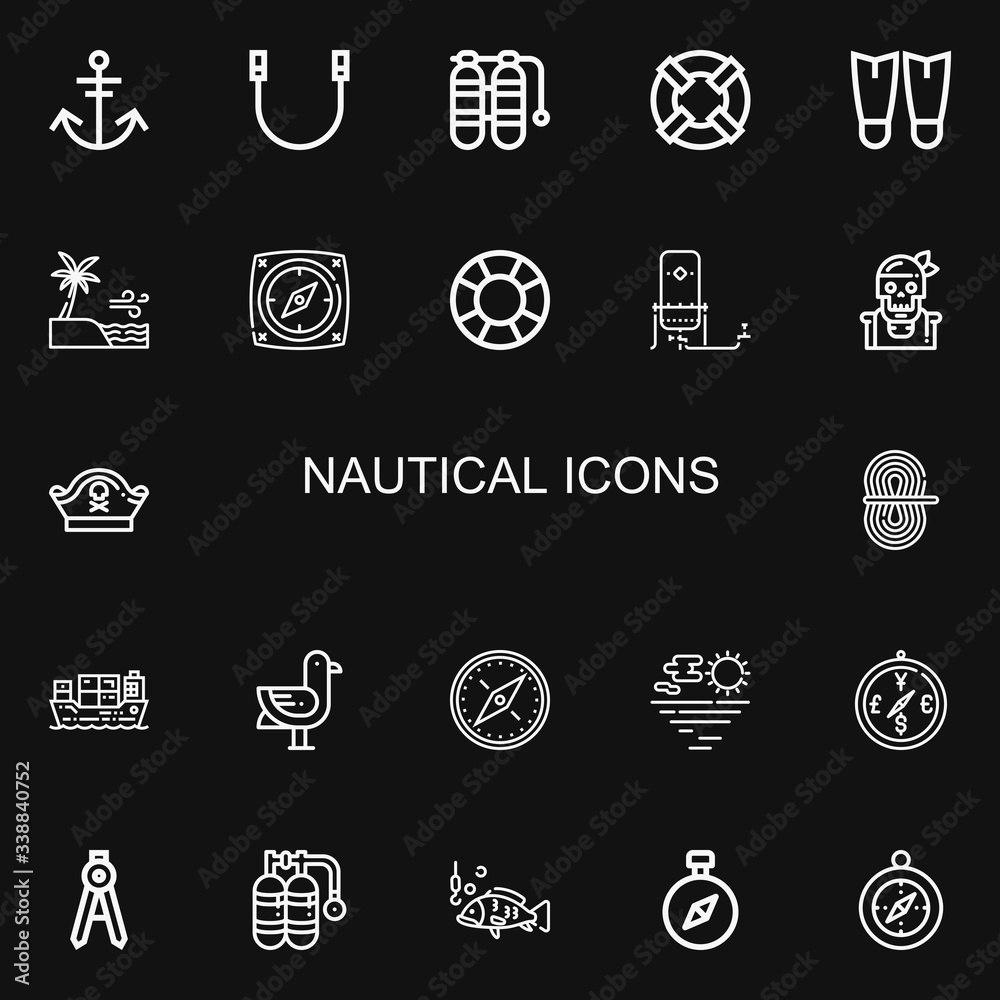Editable 22 nautical icons for web and mobile