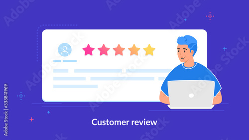 Customer review and user testimonials fulfilled form with five stars
