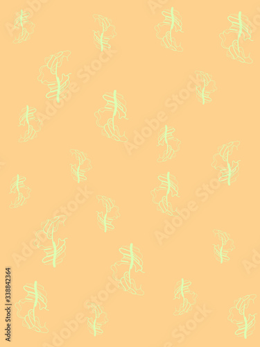 Abstract pastel orange background with leaves
