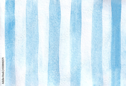 Abstract watercolor hand drawn blue stripes. Blue abstract background.