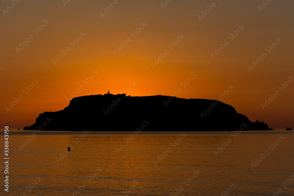 Illes Medes, a group of islands during the sunrise. In front of l'Estartit, a beach town from Catalonia.