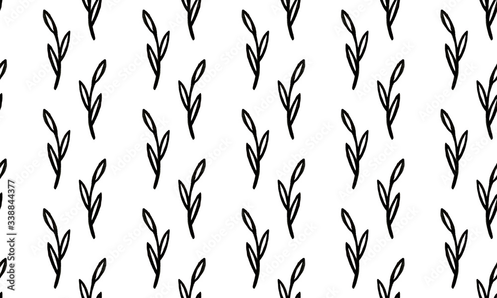 black and white spring branches on a white background. Can be used for print and design. putter illustration