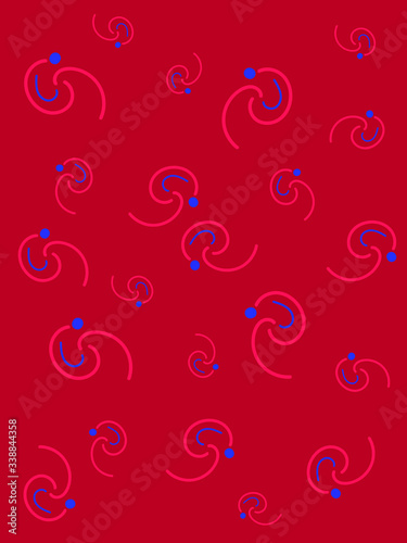 Abstract pink background with stylized pink and blue flowers.