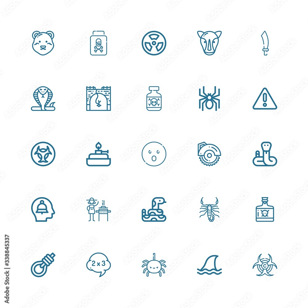 Editable 25 dangerous icons for web and mobile