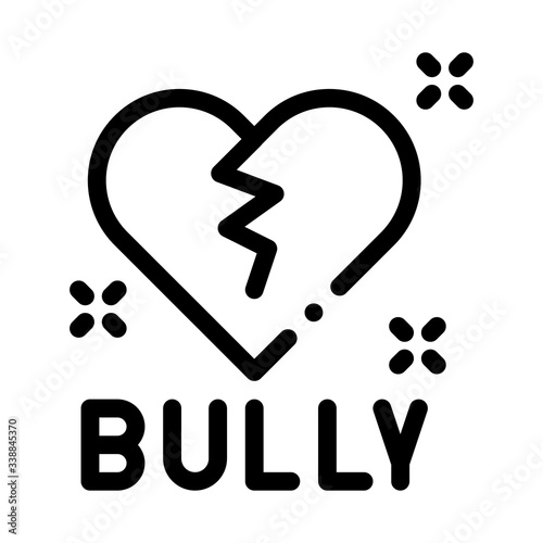 bully broken heart icon vector. bully broken heart sign. isolated contour symbol illustration