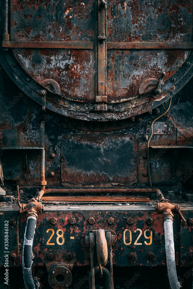 Old rusty steam locomotive.