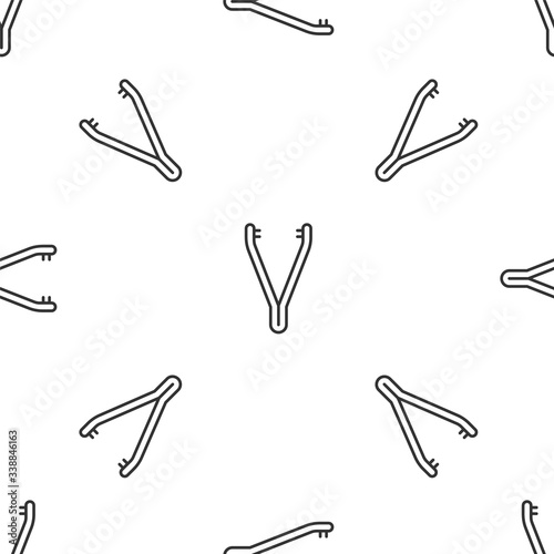 Grey line Medical tweezers icon isolated seamless pattern on white background. Medicine and health. Anatomical tweezers.  Vector Illustration