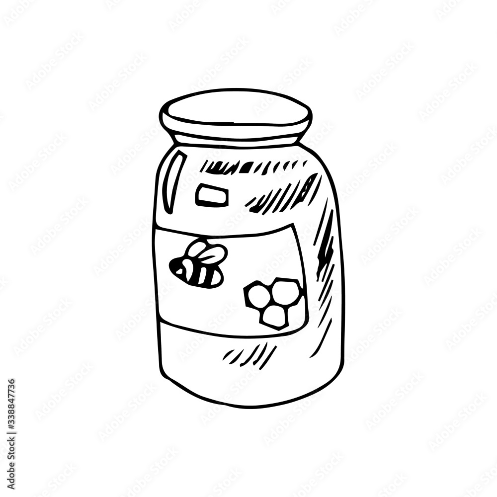 jar with honey doodle black and white