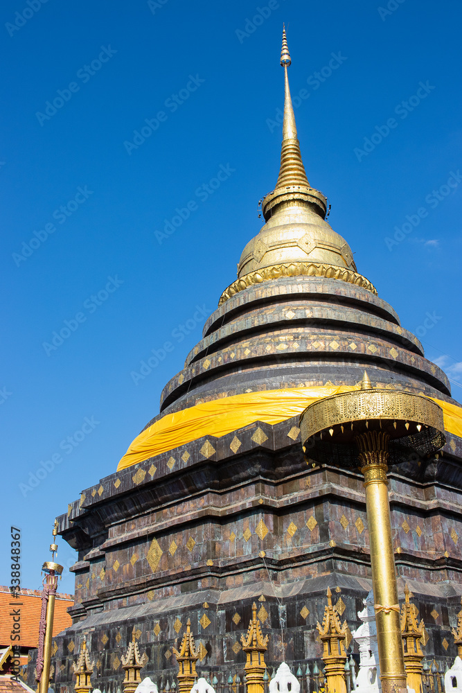 Fototapeta premium Pagoda at Wat Phra That Lampang Luang in Lampang province, Thailand.