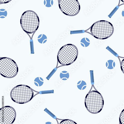 Sports equipment for tennis in the form of a tennis racket and tennis ball. The concept of an active lifestyle and sports training. 