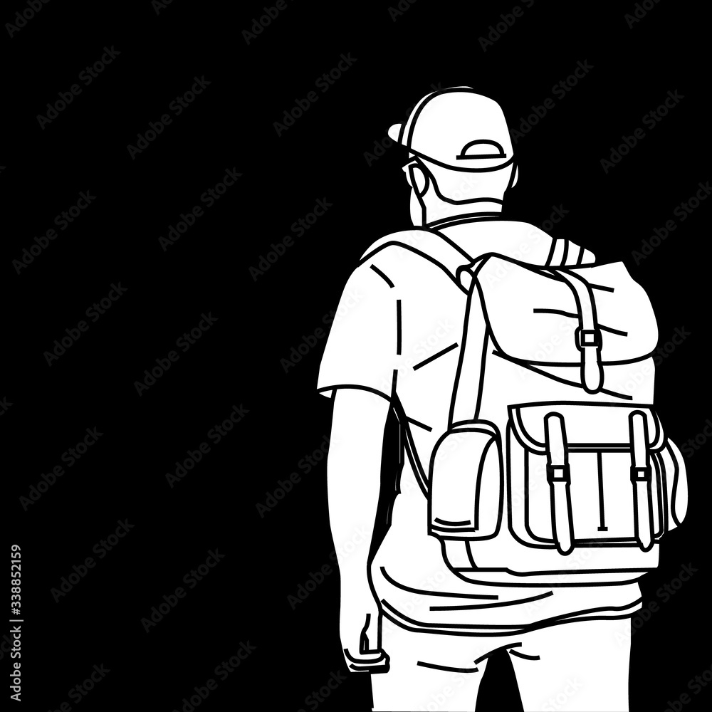 Silhouette traveler for design element travel on black background Silhouette traveler for design element travel on black background