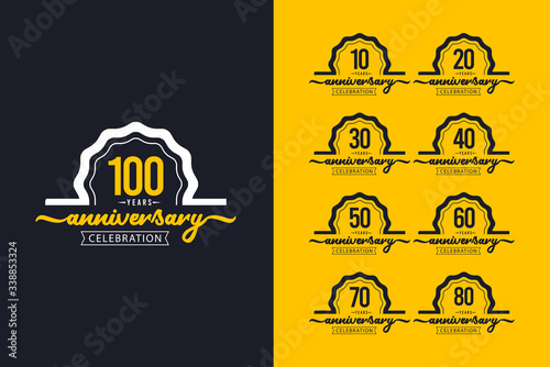 100 Years Anniversary Set Celebrations Elegant Vector Template Design Illustration
