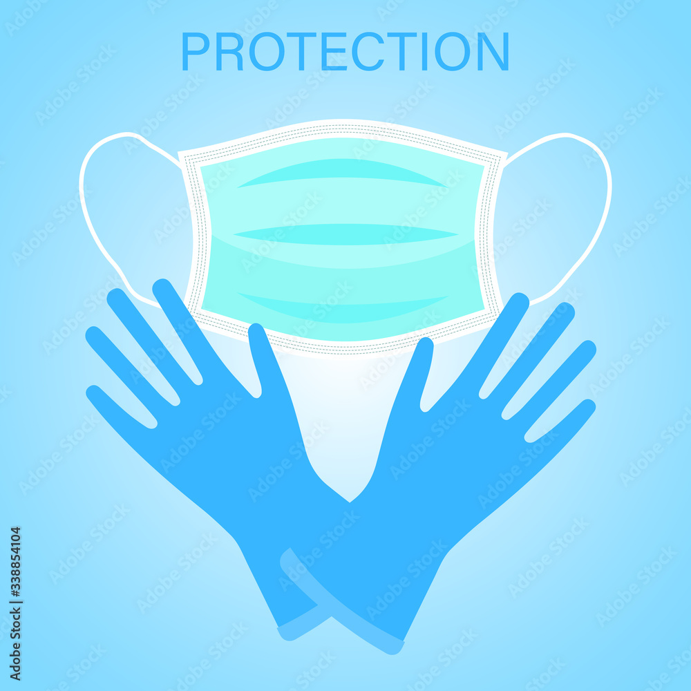 Respiratory medical respiratory mask and gloves. Precautions during the outbreak of the virus.Hospital or environmental pollution to protect the disguise of the face and hands. Respiratory medical respiratory mask and gloves. Precautions during the outbreak of the virus.Hospital or environmental pollution to protect the disguise of the face and hands.