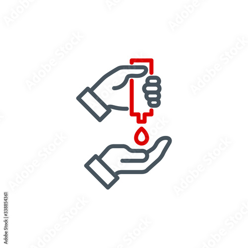 palm with a drop of antiseptic single line icon isolated on white. Perfect outline symbol disinfect hands Coronavirus Covid 19 banner. disinfection hands design element with editable Stroke line