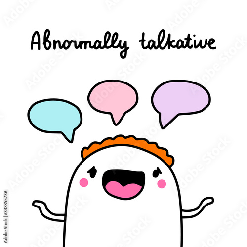 Abnormally talkative bipolar disorder symptom man expressive in cartoon comic style
