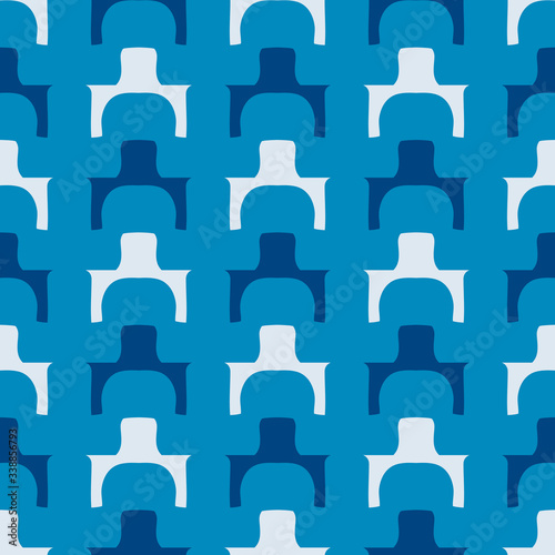 Monochrome seamless pattern with geometric shapes.