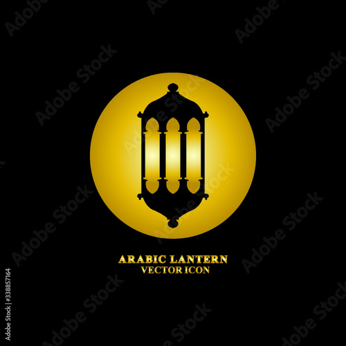 Arabic lantern flat icons set. Ramadan lantern sign for mobile application. Muslim decoration symbol. Eastern traditional culture vector illustration isolated on Black background.