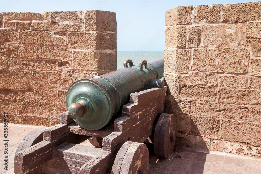 a cannon aimed at the ocean