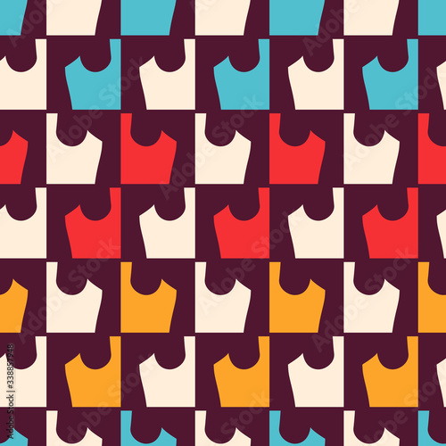 Seamless pattern with colorful geometric shapes.