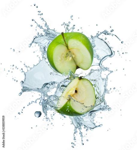 Obraz na płótnie Green apple in water