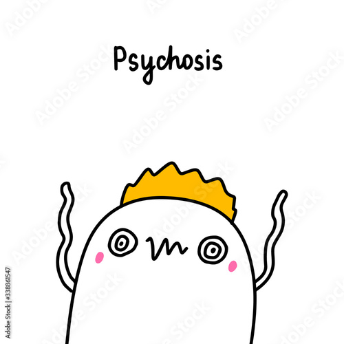 Psychosis bipolar disorder symptom man expressive in cartoon comic style