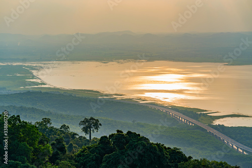 Sunset view at Lam TaKhong Dam Reservoir, Nakhon Ratchasima Thailand. photo