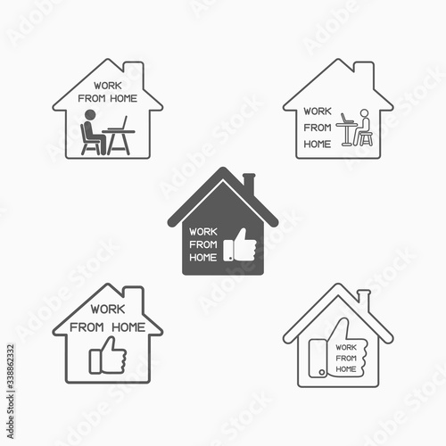 work from home icon, work at home vector, icon set