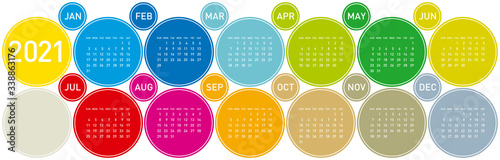 Colorful Circles Calendar for Year 2021