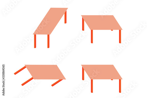 Shepard tables. Optical illusion. A pair of identical parallelograms representing the tops of two tables appear radically different because our eyes decode them according to rules for 3D objects.