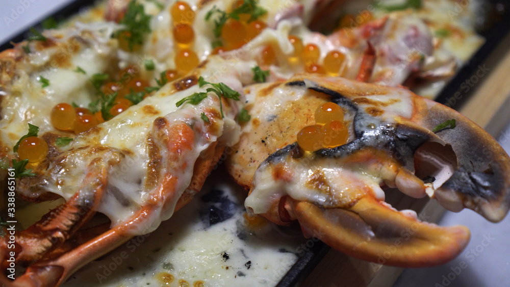 Cheesy lobster claw with Salmon roe fusion seafood Cheesy lobster claw with Salmon roe fusion seafood