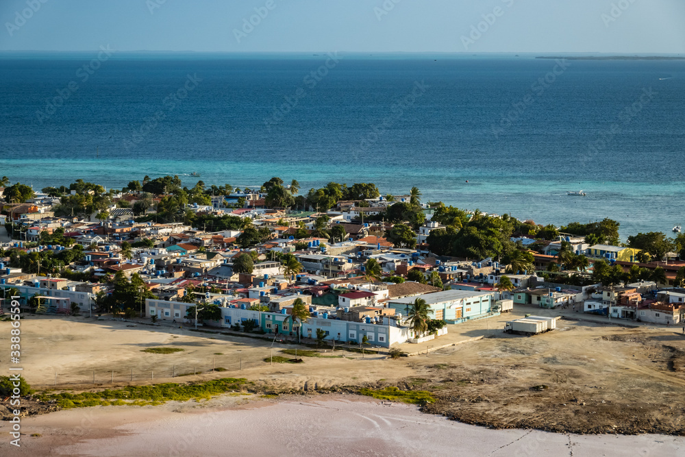 Panoramic high view of Los Roques town - Venezuela