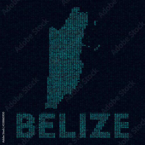 Belize tech map. Country symbol in digital style. Cyber map of Belize with country name. Attractive vector illustration.