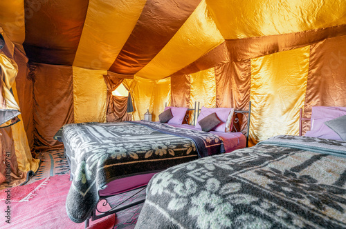 Valokuva Beds inside elegant tent set on Sahara desert, Morocco